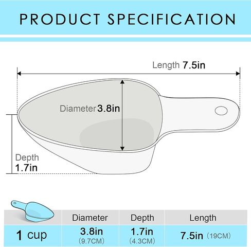 Dog Food Scoop-Melamine Pet Food Measuring Cup - 1 Cup 1/2 Cup 1/4 Cup Dog Cat Bird and Rabbit Food Feeding Scoop Dishwasher Safe -Blue in Saudi Arabia