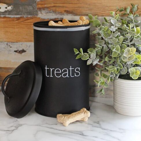 وعاء مكافآت الكلاب من AuldHome Enamelware (أسود)، حاوية مكافآت كبيرة للحيوانات الأليفة في المزرعة الحديثة in Kuwait