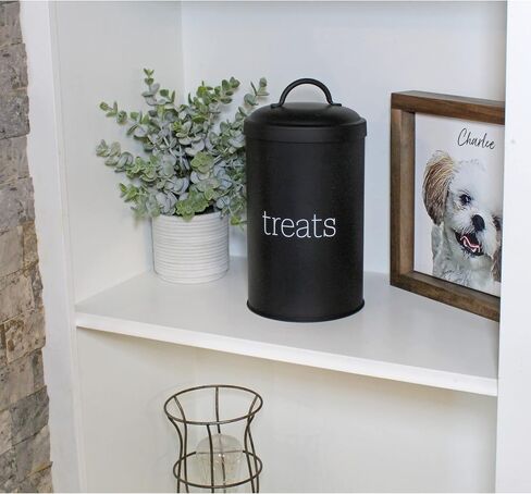 وعاء مكافآت الكلاب من AuldHome Enamelware (أسود)، حاوية مكافآت كبيرة للحيوانات الأليفة في المزرعة الحديثة in Kuwait
