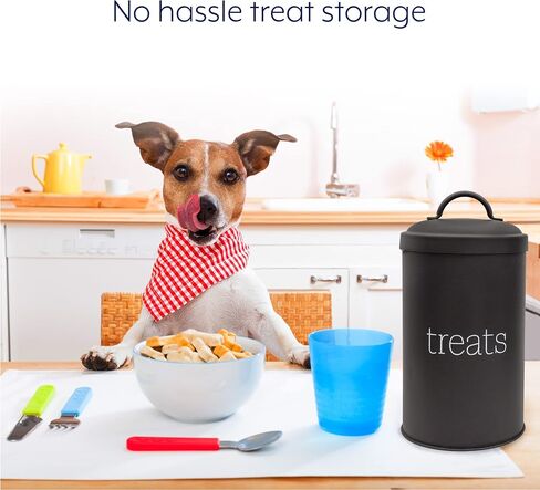وعاء مكافآت الكلاب من AuldHome Enamelware (أسود)، حاوية مكافآت كبيرة للحيوانات الأليفة في المزرعة الحديثة in Kuwait