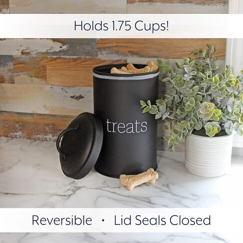 وعاء مكافآت الكلاب من AuldHome Enamelware (أسود)، حاوية مكافآت كبيرة للحيوانات الأليفة في المزرعة الحديثة in Kuwait