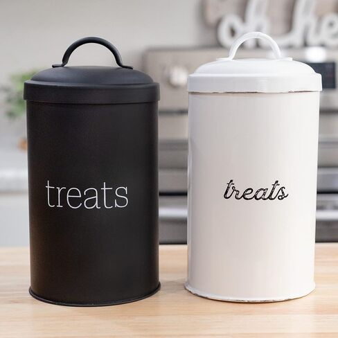 وعاء مكافآت الكلاب من AuldHome Enamelware (أسود)، حاوية مكافآت كبيرة للحيوانات الأليفة في المزرعة الحديثة in Kuwait