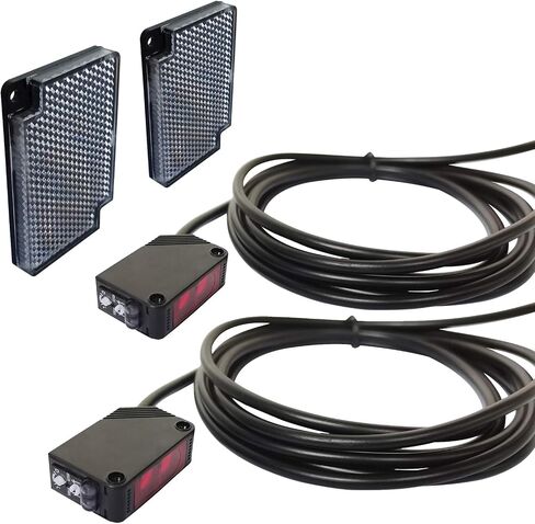 IKSACE E3Z-R61 مستشعر شعاع كهروضوئي داخلي مثبت على الحائط NPN (NO أو NC قابل للتحويل) مستشعر كهروضوئي عاكس تقريبي مع كابل 6.5 قدم، لوحة عاكسة، 10 أقدام قابل للتعديل in Kuwait