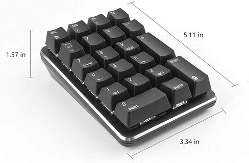 Qisan Mechanical Numeric Keypad Wireless Bluetooth Keypad GATERON Red Switch 21 Keys Mini Numpad Portable Keypad Extended Layout Magicforce for for Financial Cashier Securities-Black in Saudi Arabia