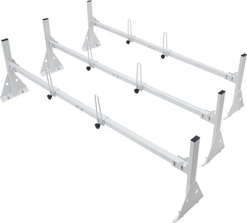 VEVOR Van Ladder Rack, 56.3-61.4" Rain Gutter Van Roof Racks, Alloy Steel Roof Rack with 750 lbs Capacity, Van Roof Ladder Rack with Ladder Stoppers, Compatible with Full-Size Vans, 3 Bars in Saudi Arabia