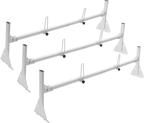 VEVOR Van Ladder Rack, 56.3-61.4" Rain Gutter Van Roof Racks, Alloy Steel Roof Rack with 750 lbs Capacity, Van Roof Ladder Rack with Ladder Stoppers, Compatible with Full-Size Vans, 3 Bars in Saudi Arabia