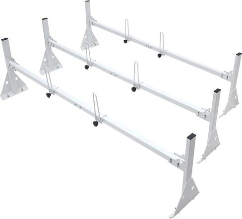 VEVOR Van Ladder Rack, 56.3-61.4" Rain Gutter Van Roof Racks, Alloy Steel Roof Rack with 750 lbs Capacity, Van Roof Ladder Rack with Ladder Stoppers, Compatible with Full-Size Vans, 3 Bars in Saudi Arabia