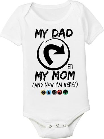 Magic Nerd Baby MTG Funny Bodysuit 0-3 Month Onesie Nerd Parents Dad Tapped Mom Shirt Nerdy Fathers Day Gift Shower TAPPED03SS in Saudi Arabia