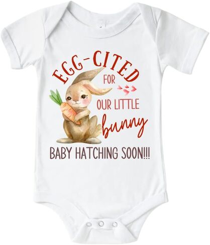 Eggcited For Our Little Bunny Easter Baby Announcement Onesie. Pregnancy Announcement to Family, Husband, Grandparents. Easter 2023 Baby Reveal Gift ideas. in Saudi Arabia
