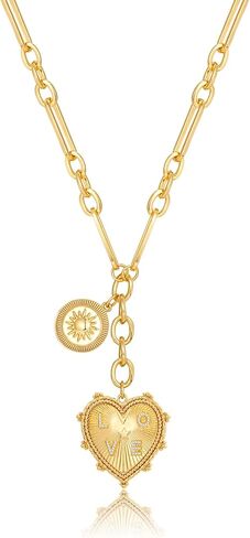 CLASSYZINT 18K Gold Plated Coin Lion Head Pendant Necklace Chunky Paperclip Choker Necklace For Gifts On Birthday Holidays For Women Girls… in Saudi Arabia
