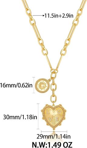 CLASSYZINT 18K Gold Plated Coin Lion Head Pendant Necklace Chunky Paperclip Choker Necklace For Gifts On Birthday Holidays For Women Girls… in Saudi Arabia