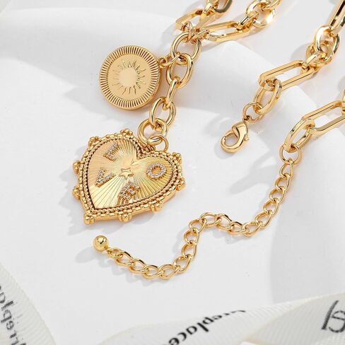 CLASSYZINT 18K Gold Plated Coin Lion Head Pendant Necklace Chunky Paperclip Choker Necklace For Gifts On Birthday Holidays For Women Girls… in Saudi Arabia