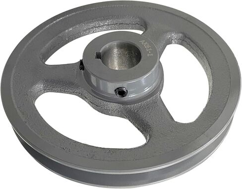 AK61-1 بكرة الحزام على شكل حرف V، 5.95 بوصة OD 1 بوصة، حزام على شكل حرف V ذو أخدود واحد، حديد الزهر، رمادي، قسم الحزام، للحزام على شكل V in Saudi Arabia