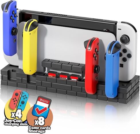 قاعدة شحن BRHE Switch لجهاز Nintendo Switch وOLED Model Joycons، محطة شاحن وحدة تحكم التبديل المطورة مع 8 وحدات تخزين للألعاب in Saudi Arabia