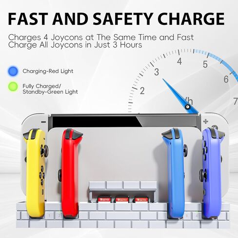 قاعدة شحن BRHE Switch لجهاز Nintendo Switch وOLED Model Joycons، محطة شاحن وحدة تحكم التبديل المطورة مع 8 وحدات تخزين للألعاب in Kuwait