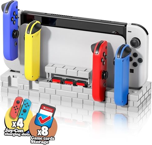 قاعدة شحن BRHE Switch لجهاز Nintendo Switch وOLED Model Joycons، محطة شاحن وحدة تحكم التبديل المطورة مع 8 وحدات تخزين للألعاب in Kuwait