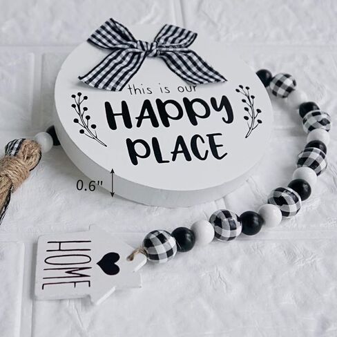 ديكور صينية متدرجة لبيت المزرعة، علامة خشبية صغيرة منقوشة على شكل جاموس أبيض وأسود، إكليل من الخرز الريفي لتزيين طاولة المطبخ، هدية الترحيب بالمنزل الجديد - الصينية غير متضمنة in Kuwait