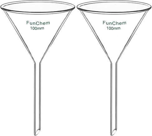 (2 Pack) Glass Funnel Short Stem Borosilicate Glass Lab Filter Funnel, 100 mm Diameter and Stem Length in Saudi Arabia