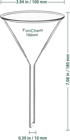 (2 Pack) Glass Funnel Short Stem Borosilicate Glass Lab Filter Funnel, 100 mm Diameter and Stem Length in Saudi Arabia