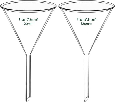 (2 Pack) Glass Funnel Short Stem Borosilicate Glass Lab Filter Funnel, 100 mm Diameter and Stem Length in Saudi Arabia