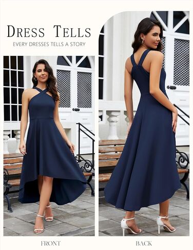 فساتين DRESSTELLS النسائية 2024، فستان كوكتيل بدون أكمام، ارتفاع منخفض، فستان حفلات الزفاف للضيوف، فساتين الحفلات المسائية in Kuwait
