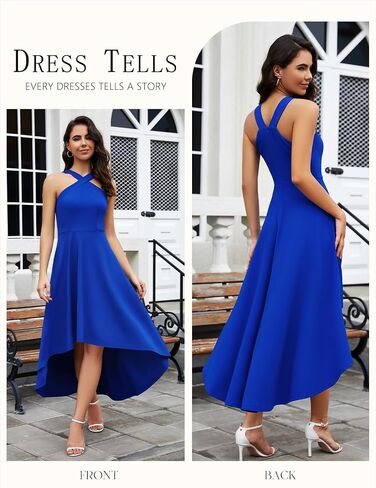 فساتين DRESSTELLS النسائية 2024، فستان كوكتيل بدون أكمام، ارتفاع منخفض، فستان حفلات الزفاف للضيوف، فساتين الحفلات المسائية in Kuwait