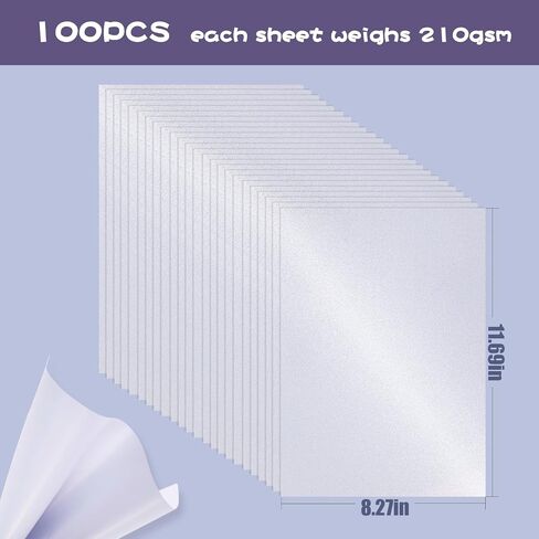 MCPINKY 100 Sheets White Glitter Cardstock, A4 White Shimmer Cardstock Premium Glitter Paper for Scrapbooking Crafts Decorations Weddings in Saudi Arabia
