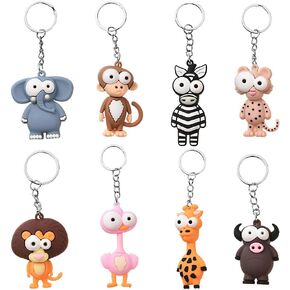 8 Pcs Cartoon Animal Keychain Set - Cute 3D Silicone Charms, Earbud Covers & Adorable Bag Accessories, Multifunctional Decor for Keys, Bags, Backpacks in Kuwait