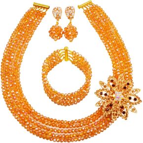 مجموعة مجوهرات حبات أفريقية كلاسيكية مجموعة مجوهرات العروسة الزفاف النيجيرية in Kuwait