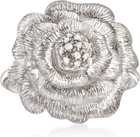 Ross-Simons Diamond Rose Ring in Sterling Silver in Saudi Arabia