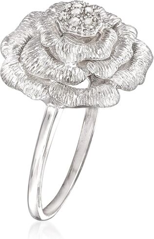 Ross-Simons Diamond Rose Ring in Sterling Silver in Saudi Arabia