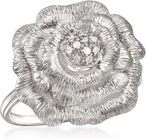 Ross-Simons Diamond Rose Ring in Sterling Silver in Saudi Arabia