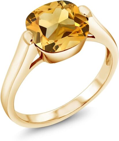GEM Stone King 18k صفراء الذهب المطلي باللون الأصفر الصفراء الخاتم النسائي 3.22 CT CUSHION متوفر في (متوفر 5،6،7،8،9) in Saudi Arabia