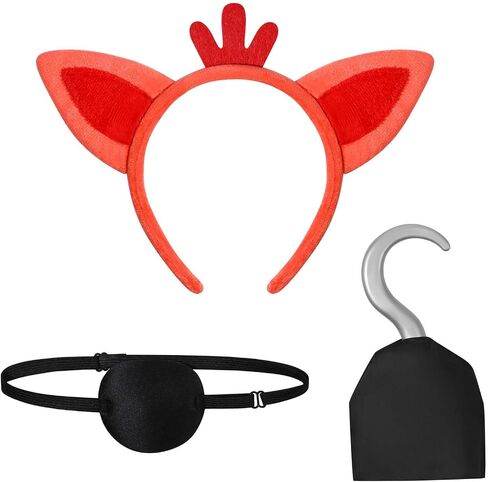3 PCS Halloween Fox Pirate Costume Assories CHESS FOX FOX ORS BEARATE PIRATE HOOK HAND BLACK EYE PATTE in Saudi Arabia