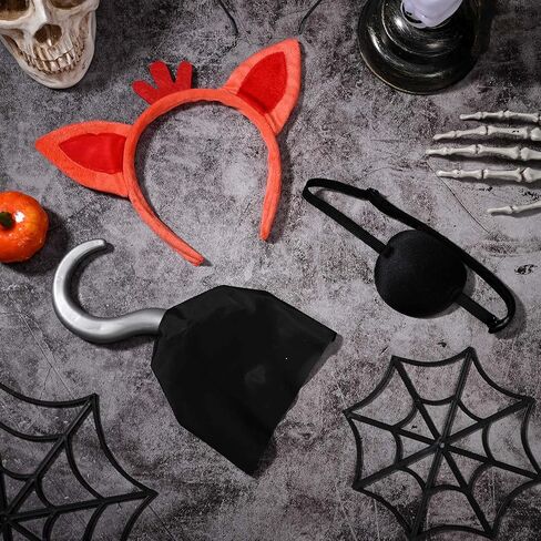 3 PCS Halloween Fox Pirate Costume Assories CHESS FOX FOX ORS BEARATE PIRATE HOOK HAND BLACK EYE PATTE in Saudi Arabia
