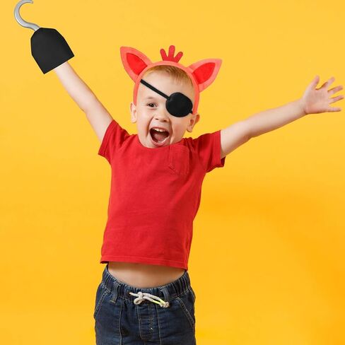 3 PCS Halloween Fox Pirate Costume Assories CHESS FOX FOX ORS BEARATE PIRATE HOOK HAND BLACK EYE PATTE in Saudi Arabia