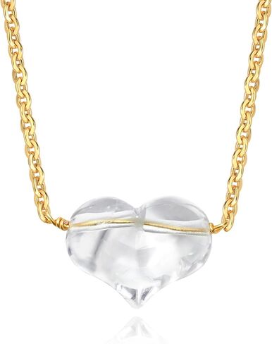 Vacrona Crystal Choker Necklace 14K Gold Plated Natural White | الوردي | قلادة دمعة القلب الكريستالية الأرجواني للنساء المجوهرات البسيطة البسيطة العصرية in Kuwait