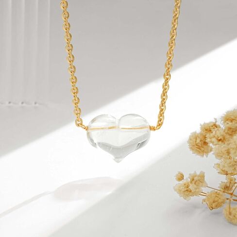 Vacrona Crystal Choker Necklace 14K Gold Plated Natural White | الوردي | قلادة دمعة القلب الكريستالية الأرجواني للنساء المجوهرات البسيطة البسيطة العصرية in Kuwait