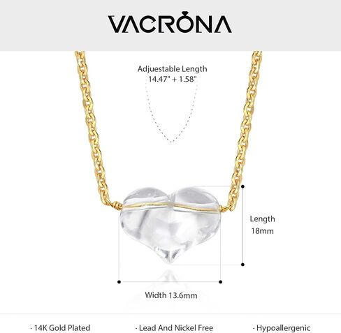 Vacrona Crystal Choker Necklace 14K Gold Plated Natural White | الوردي | قلادة دمعة القلب الكريستالية الأرجواني للنساء المجوهرات البسيطة البسيطة العصرية in Kuwait
