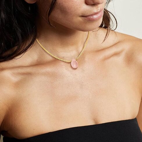 Vacrona Crystal Choker Necklace 14K Gold Plated Natural White | الوردي | قلادة دمعة القلب الكريستالية الأرجواني للنساء المجوهرات البسيطة البسيطة العصرية in Kuwait