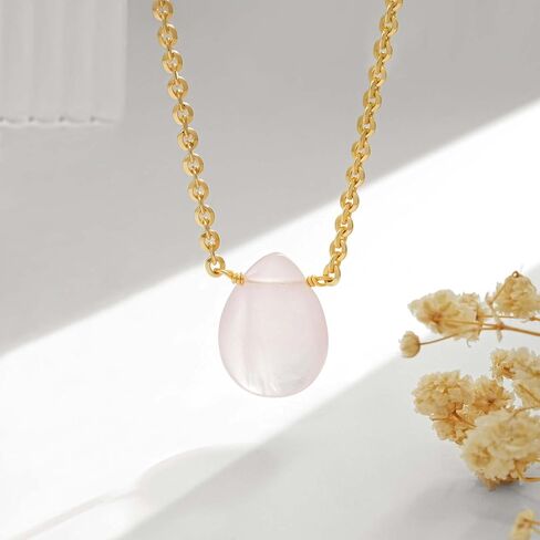 Vacrona Crystal Choker Necklace 14K Gold Plated Natural White | الوردي | قلادة دمعة القلب الكريستالية الأرجواني للنساء المجوهرات البسيطة البسيطة العصرية in Kuwait