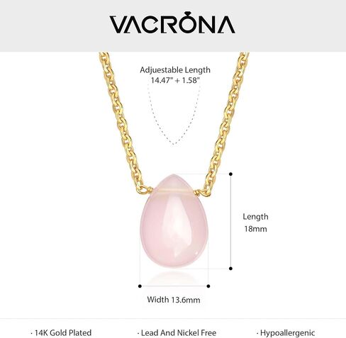 Vacrona Crystal Choker Necklace 14K Gold Plated Natural White | الوردي | قلادة دمعة القلب الكريستالية الأرجواني للنساء المجوهرات البسيطة البسيطة العصرية in Kuwait