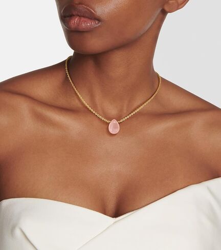Vacrona Crystal Choker Necklace 14K Gold Plated Natural White | الوردي | قلادة دمعة القلب الكريستالية الأرجواني للنساء المجوهرات البسيطة البسيطة العصرية in Kuwait