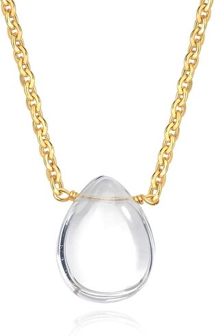 Vacrona Crystal Choker Necklace 14K Gold Plated Natural White | الوردي | قلادة دمعة القلب الكريستالية الأرجواني للنساء المجوهرات البسيطة البسيطة العصرية in Kuwait