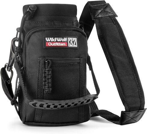 Wild Wolf Outfitters - أفضل حامل لزجاجات المياه رقم 1 لزجاجات سعة 32 أونصة - يمكنك حمل القارورة وحمايتها وعزلها باستخدام هذا الحامل من الدرجة العسكرية المزود بجيبين وحزام كتف مبطن قابل للتعديل. in Kuwait