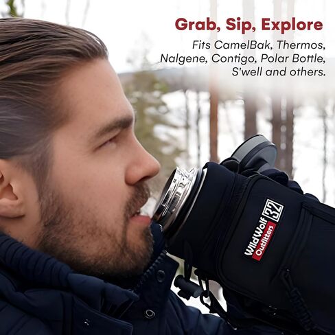 Wild Wolf Outfitters - أفضل حامل لزجاجات المياه رقم 1 لزجاجات سعة 32 أونصة - يمكنك حمل القارورة وحمايتها وعزلها باستخدام هذا الحامل من الدرجة العسكرية المزود بجيبين وحزام كتف مبطن قابل للتعديل. in Kuwait