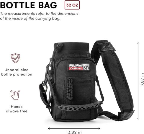 Wild Wolf Outfitters - أفضل حامل لزجاجات المياه رقم 1 لزجاجات سعة 32 أونصة - يمكنك حمل القارورة وحمايتها وعزلها باستخدام هذا الحامل من الدرجة العسكرية المزود بجيبين وحزام كتف مبطن قابل للتعديل. in Kuwait
