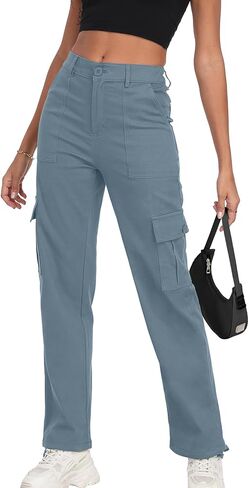 سراويل شحن عالية الخصر للسيدات سراويل شارع y2k شارع الشارع مع 6 جيوب الكاحل الكاحل in Kuwait