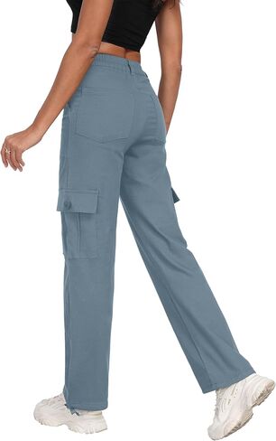 سراويل شحن عالية الخصر للسيدات سراويل شارع y2k شارع الشارع مع 6 جيوب الكاحل الكاحل in Kuwait