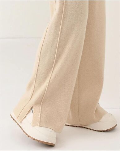 Women's High - Waisted Loose 100% Cashmere Knit Pants, Fashionable Solid - Color Wide - Leg Style in Saudi Arabia